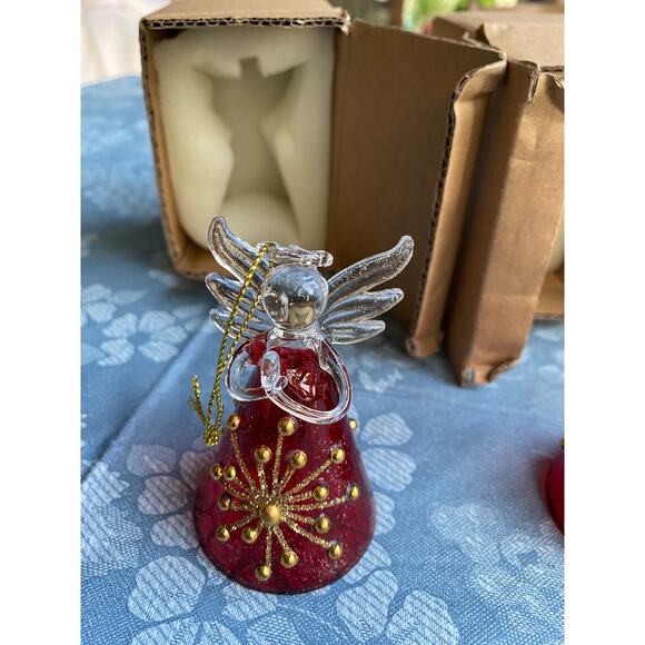 Glass angels red and gold. Set of Three (3) Christmas Ornaments NIB - Picture 5 of 16